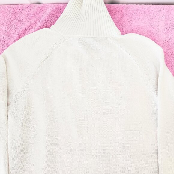 Women's Ralph Lauren White Gold Button Mock Turtleneck Sweater Size XL - Picture 16 of 16